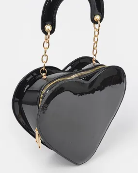 Black Enamel Heart Purse