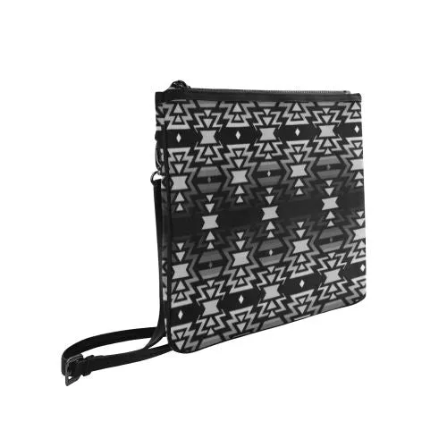 Black Fire Black and Gray Slim Clutch Bag