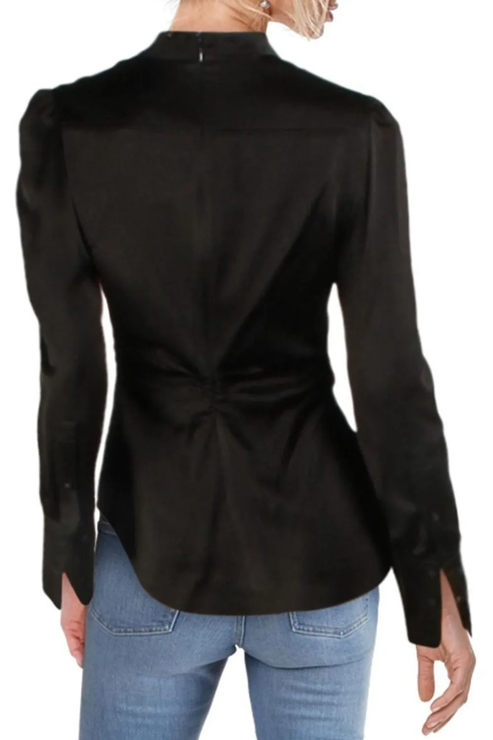 Black Plunge Neckline Full Sleeve Top