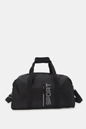 Black Printed Duffle Bag