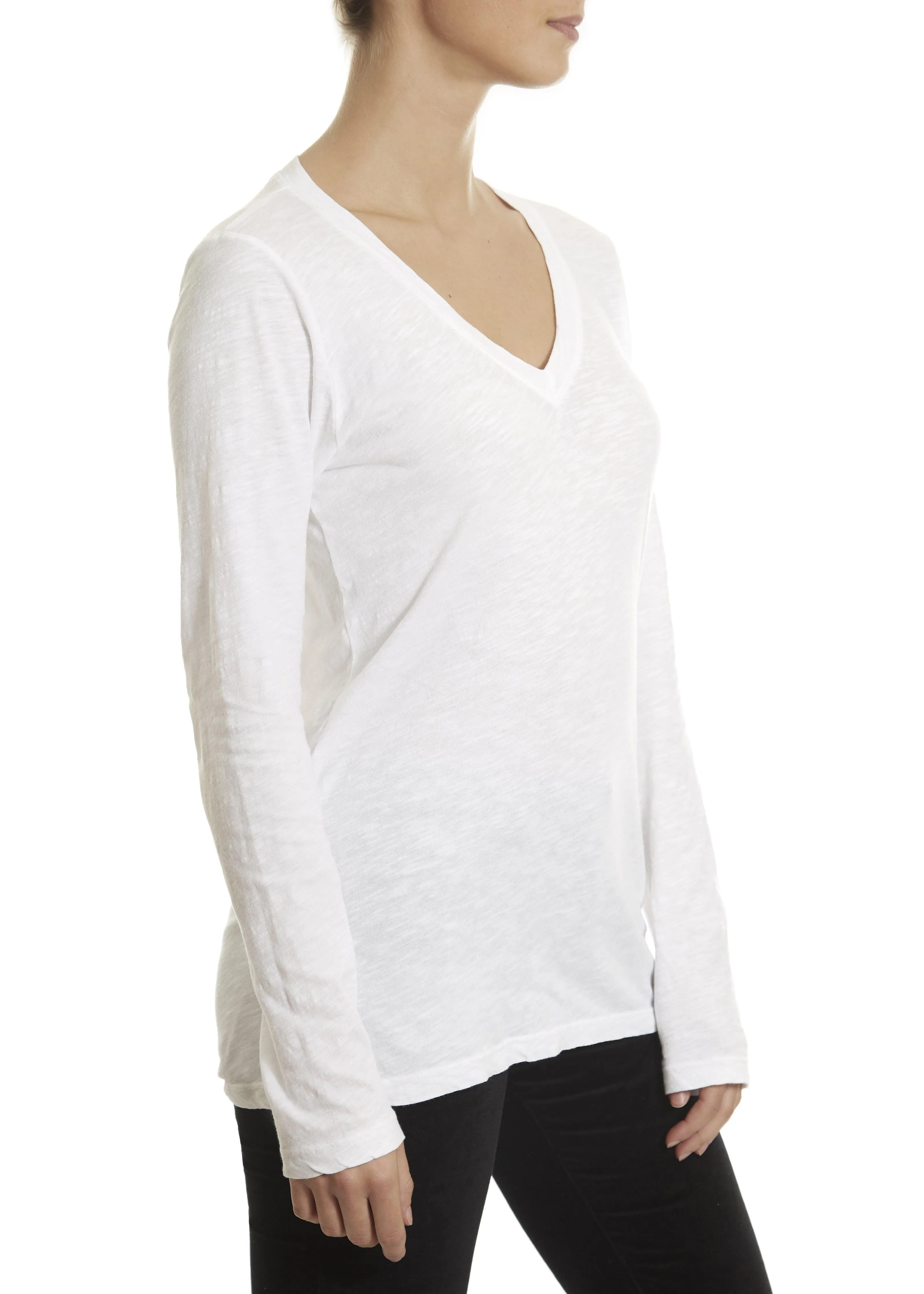 'Blaire' White V-Neck Shirt