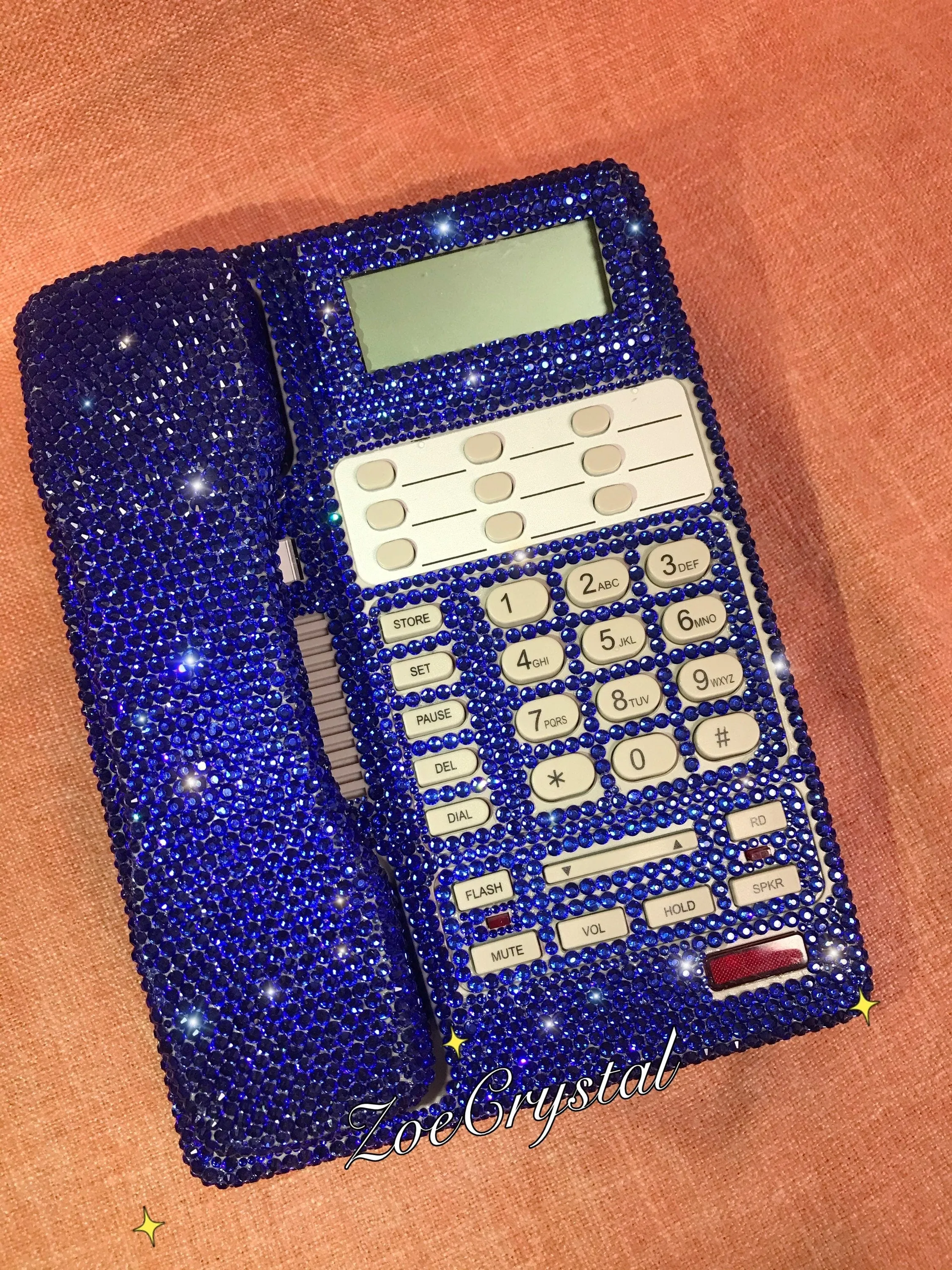 Bling and Sparkly Blue OFFICE / DESK  PHONE to ensure a good conversation for every call.