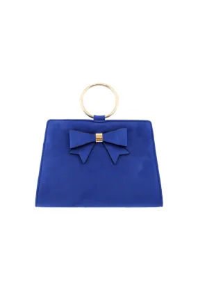 Blue Microfibre Clutch Bag