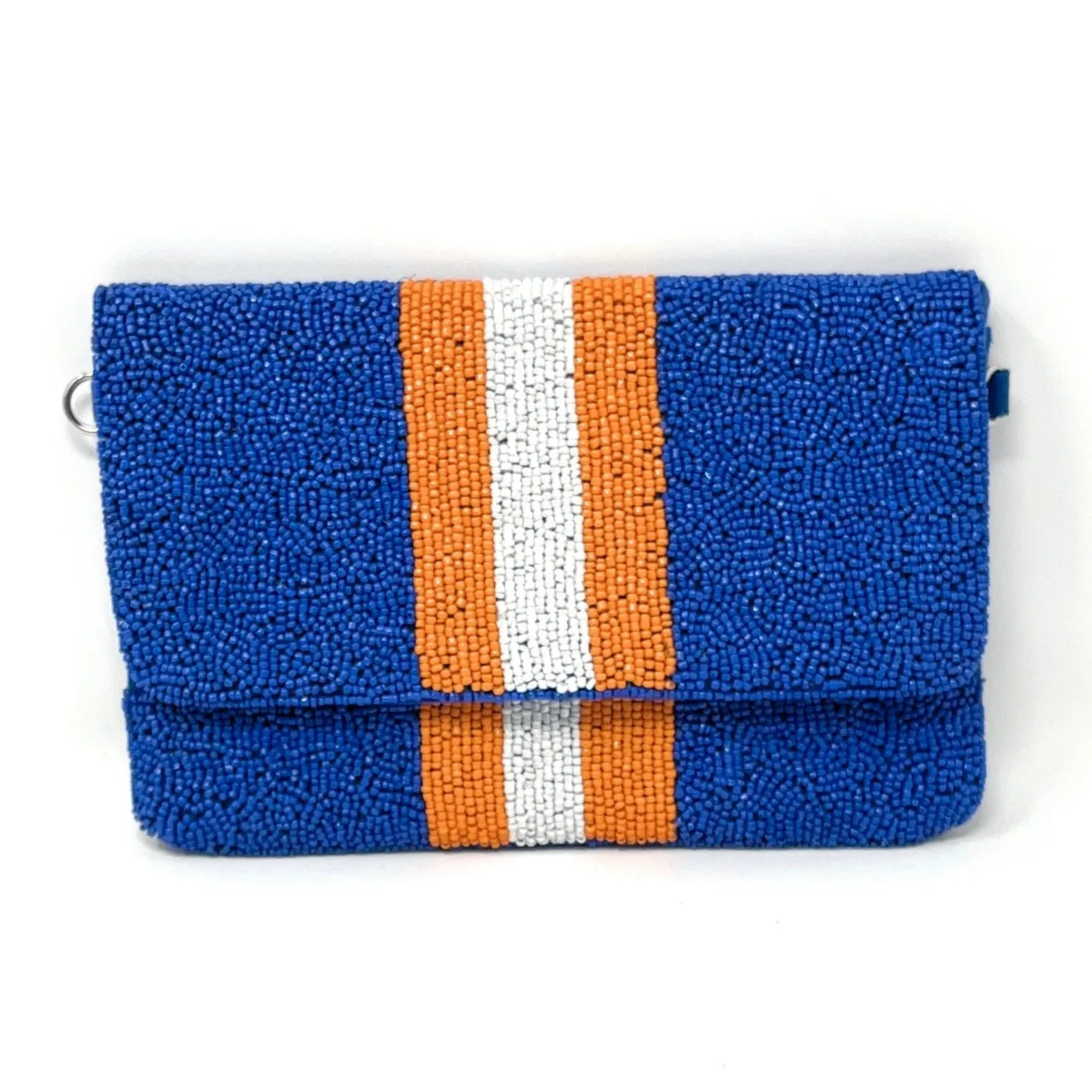 Blue Orange Beaded Clutch Purse