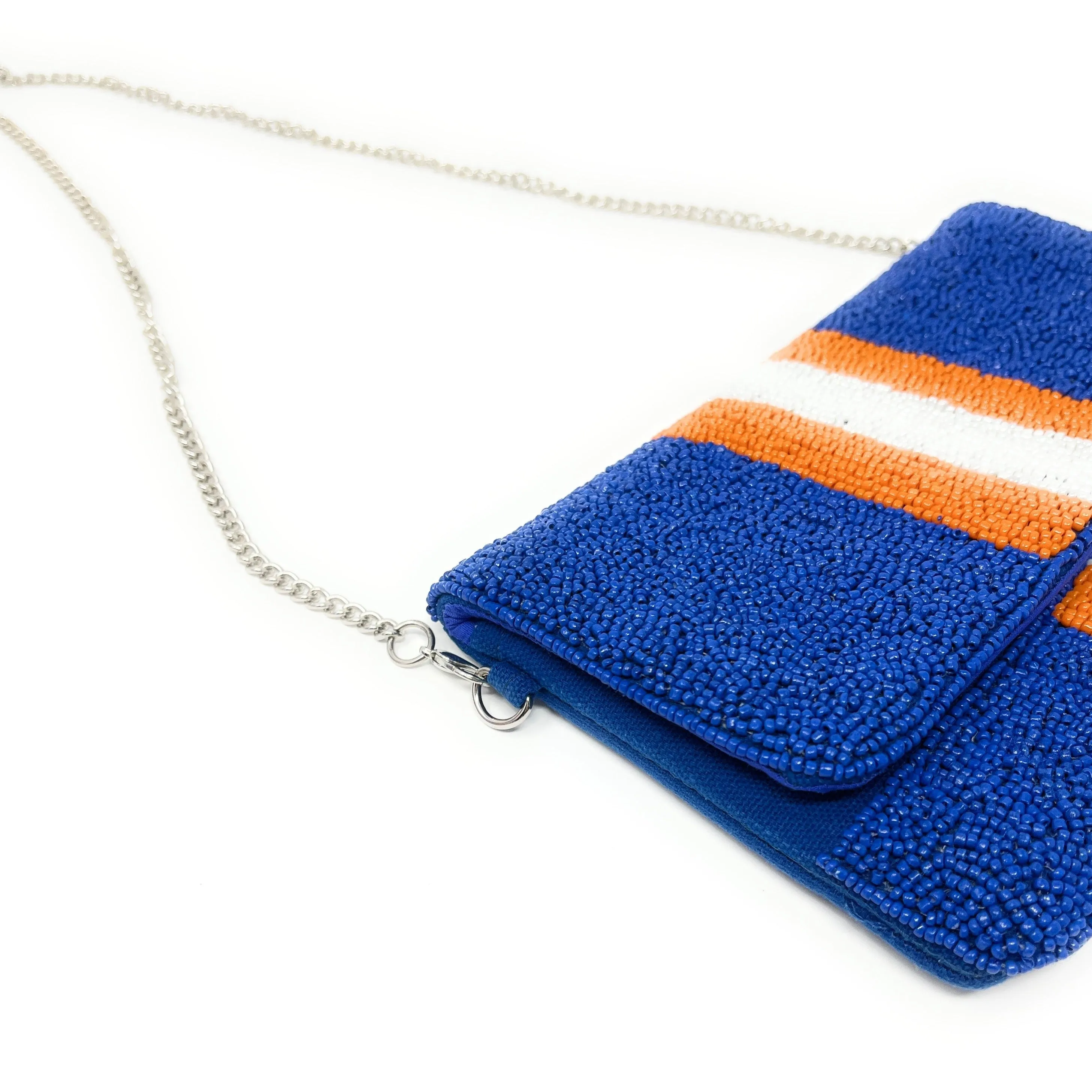 Blue Orange Beaded Clutch Purse