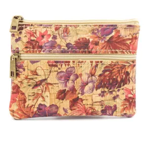 Bright Floral Cork Coin Zip Purse