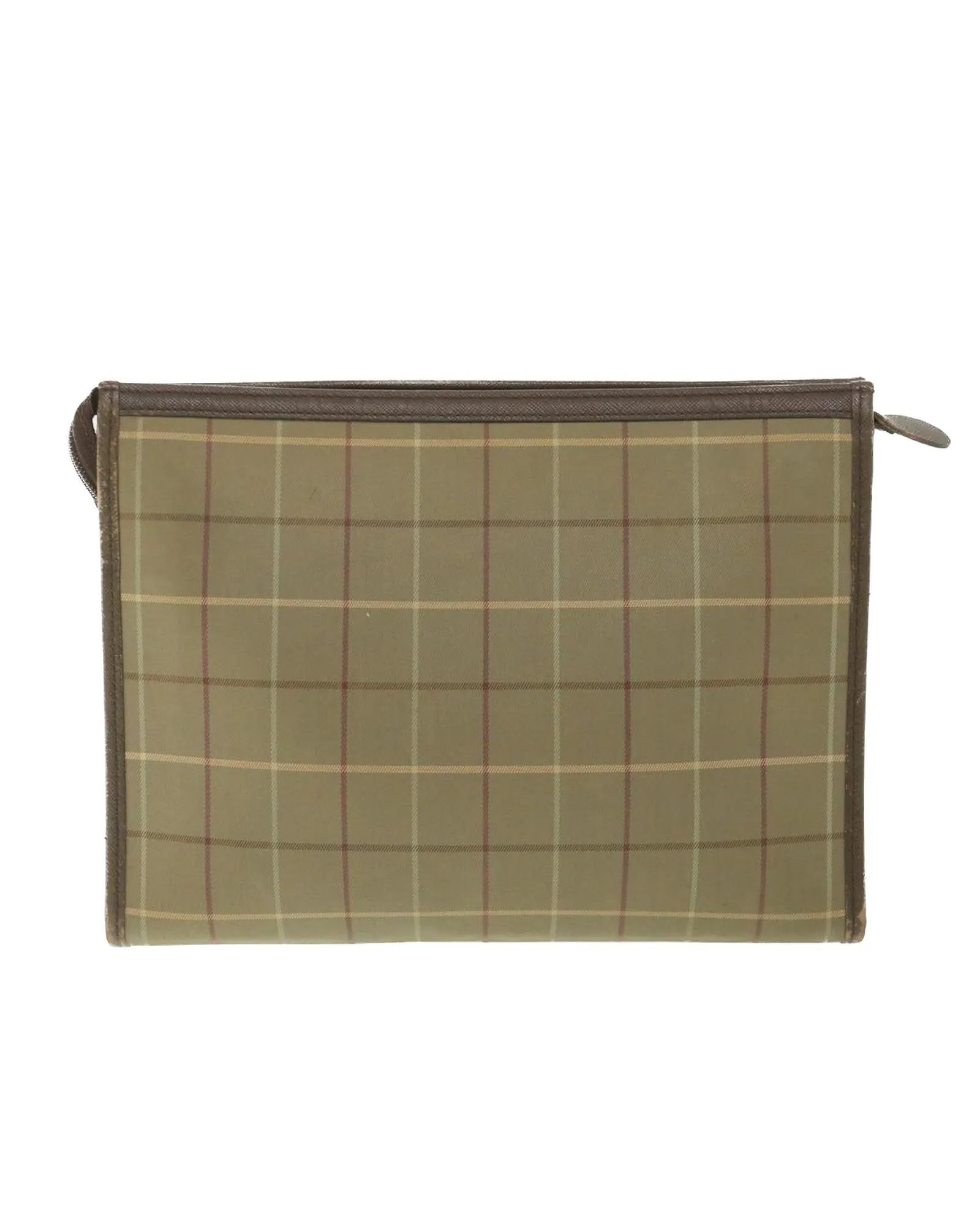 Brown Nylon Clutch Bag with Nova Check Pattern