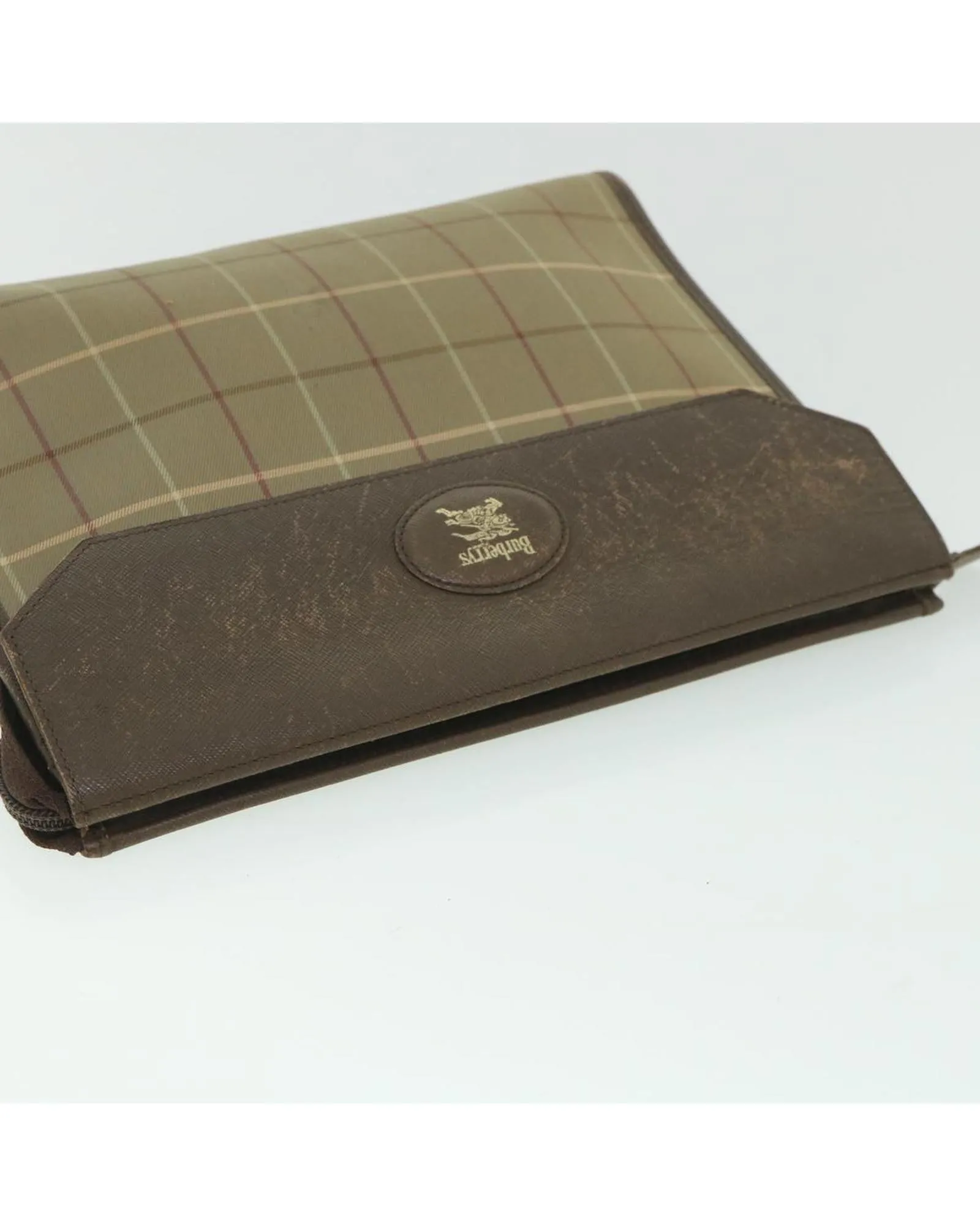 Brown Nylon Clutch Bag with Nova Check Pattern