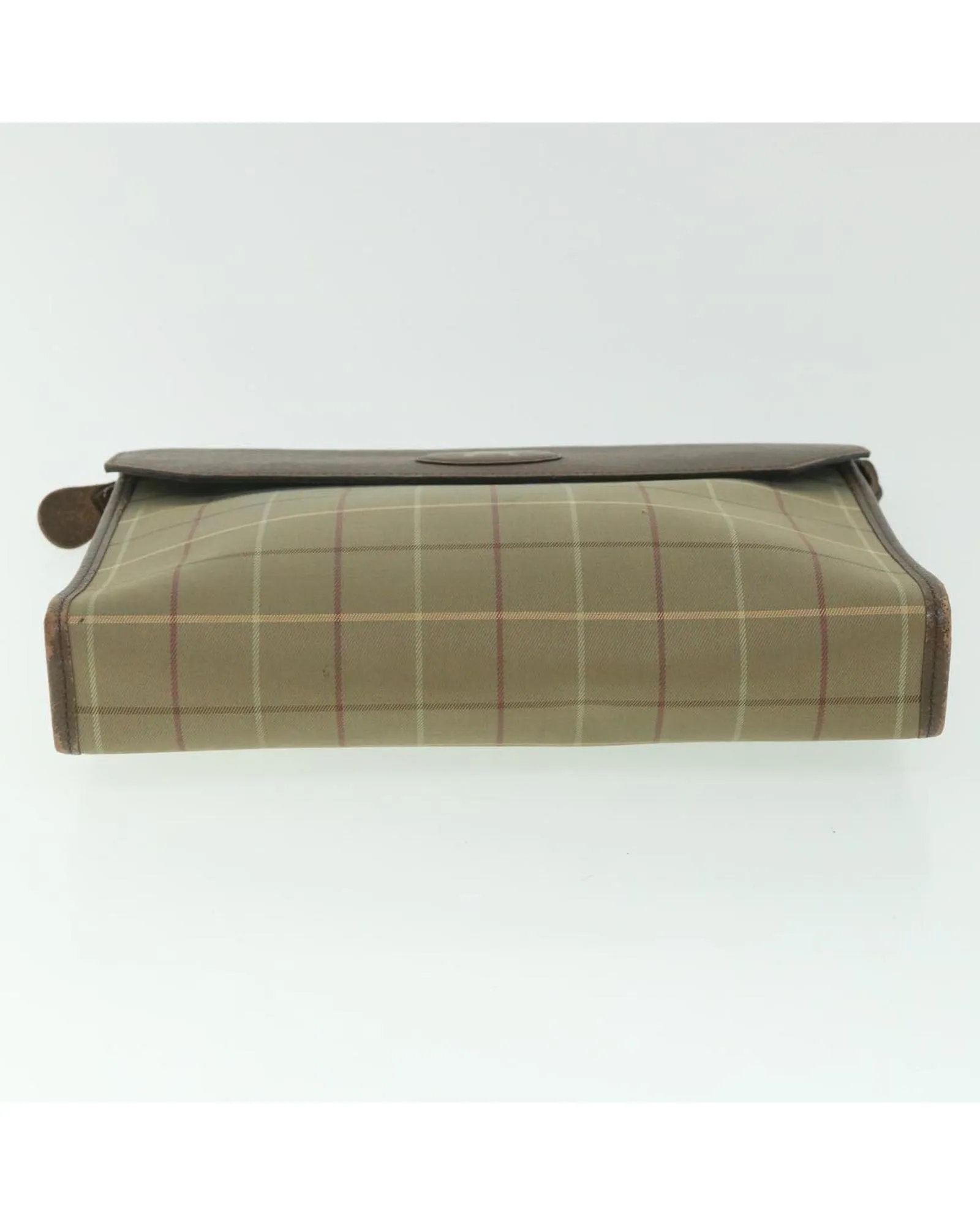 Brown Nylon Clutch Bag with Nova Check Pattern