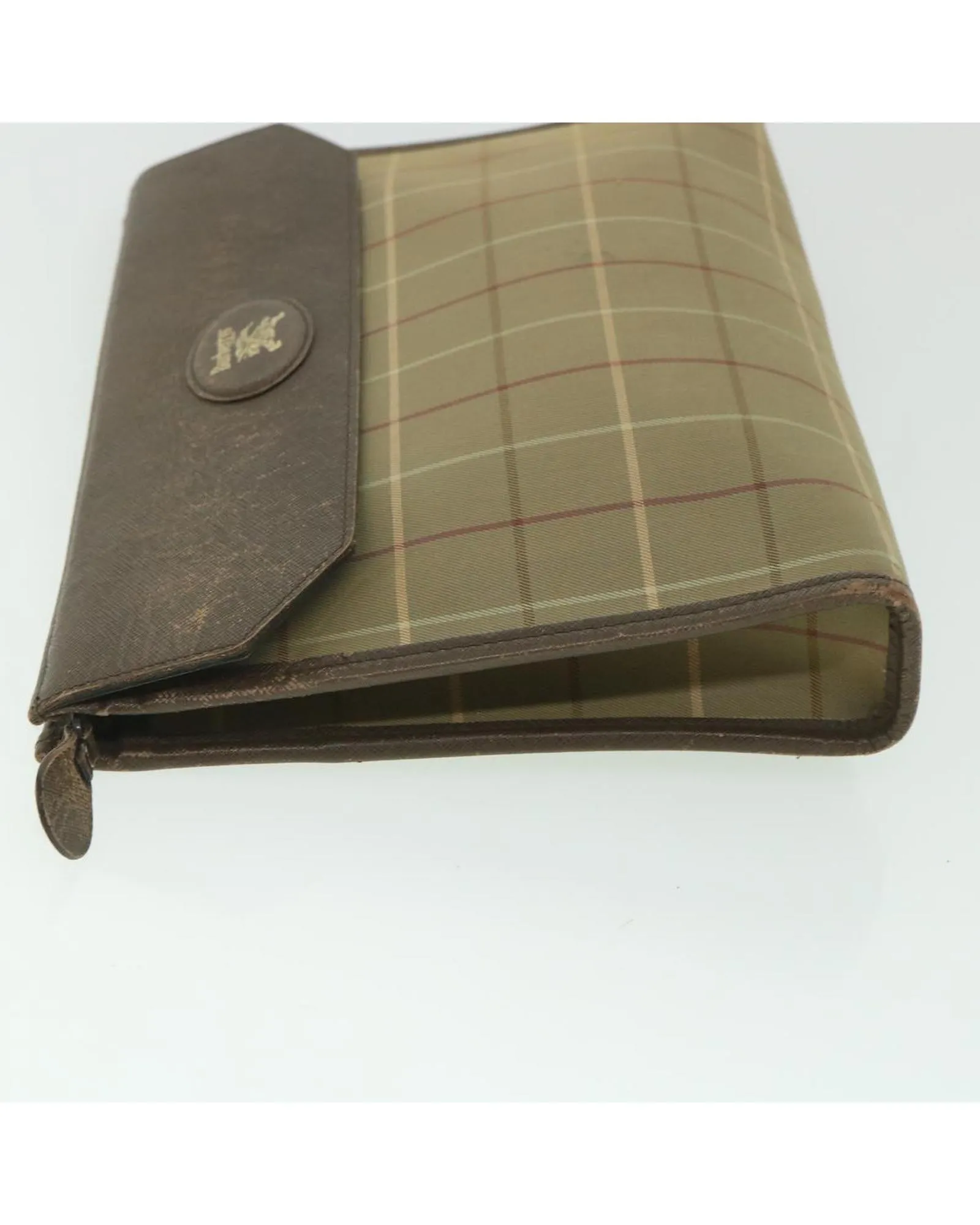 Brown Nylon Clutch Bag with Nova Check Pattern