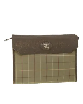 Brown Nylon Clutch Bag with Nova Check Pattern