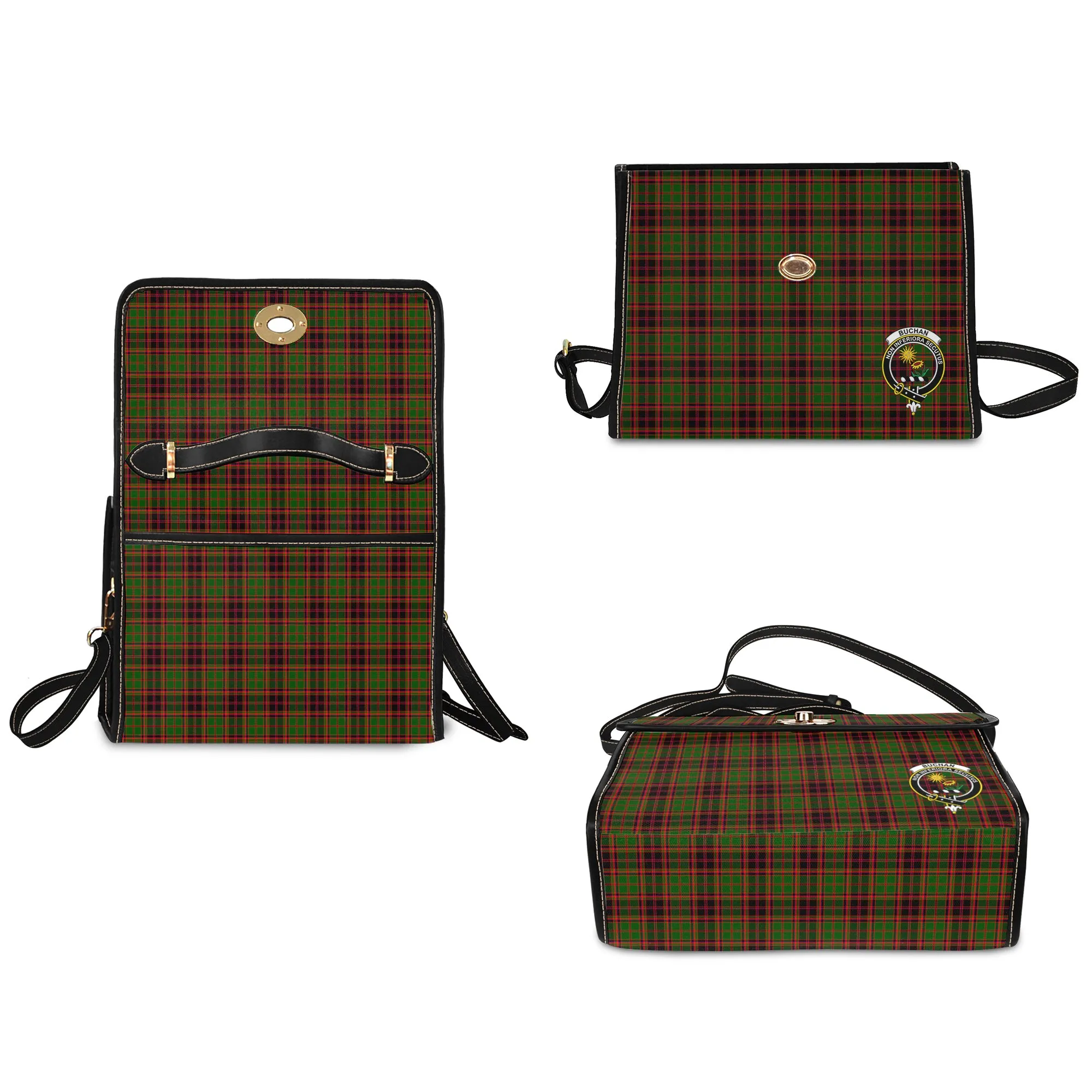 Buchan Tartan Waterproof Canvas Bag with Family Crest