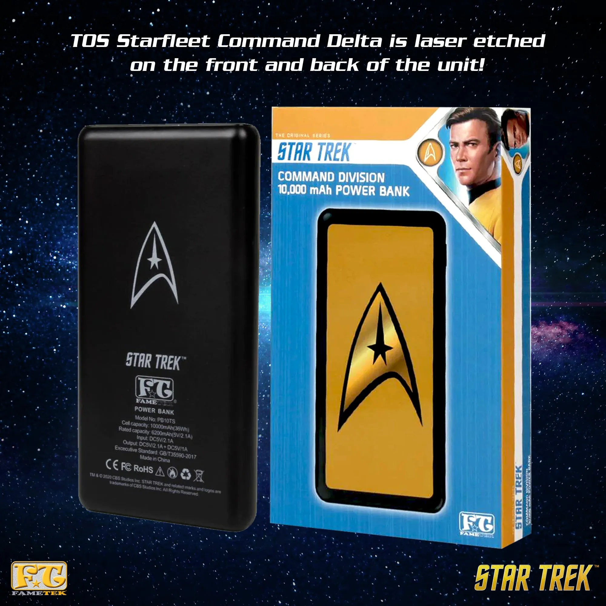 BUNDLE - Star Trek TNG Bluetooth ComBadge, with TOS Command 10,000 mAh Powerbank