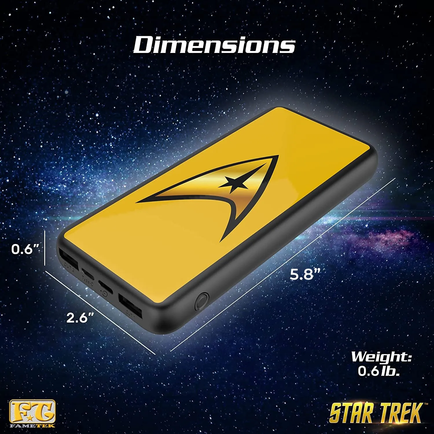 BUNDLE - Star Trek TNG Bluetooth ComBadge, with TOS Command 10,000 mAh Powerbank