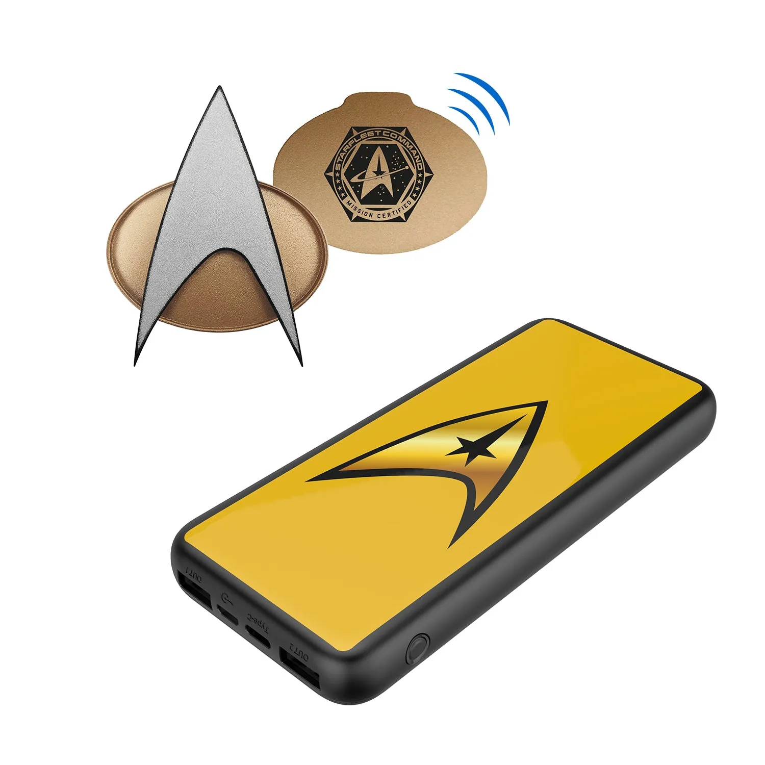 BUNDLE - Star Trek TNG Bluetooth ComBadge, with TOS Command 10,000 mAh Powerbank