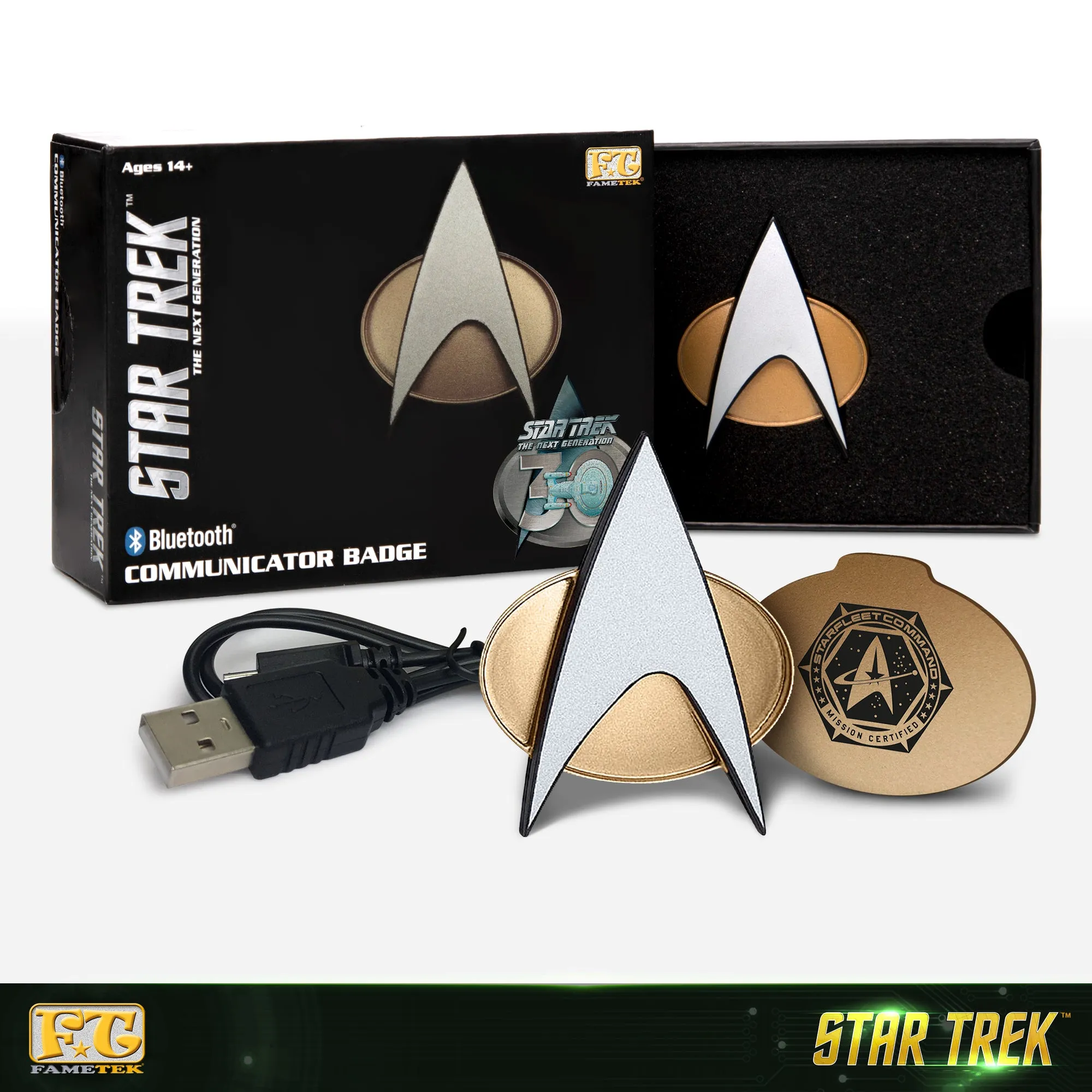 BUNDLE - Star Trek TNG Bluetooth ComBadge, with TOS Command 10,000 mAh Powerbank