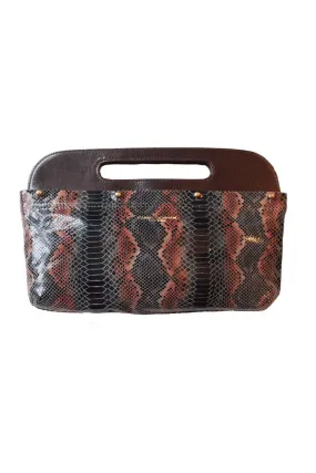 Burgundy Chestnut & Navy Python Clutch Cover