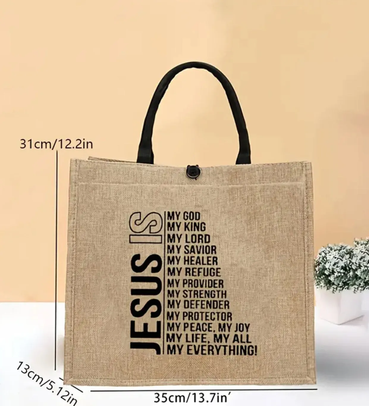 Burlap Style Inspirational Tote Bag