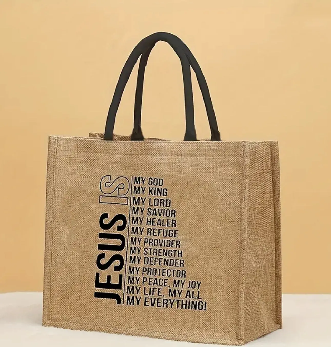 Burlap Style Inspirational Tote Bag