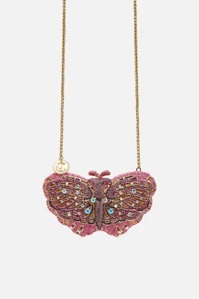 BUTTERFLY HARD CASE CLUTCH SOLID PINK