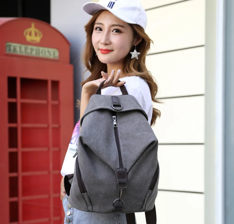 Canvas handbag retro casual college wind backpack fashion Korean handbag casual versatile shoulder bag