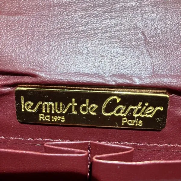 Cartier Must Line Bordeaux Leather Clutch Bag