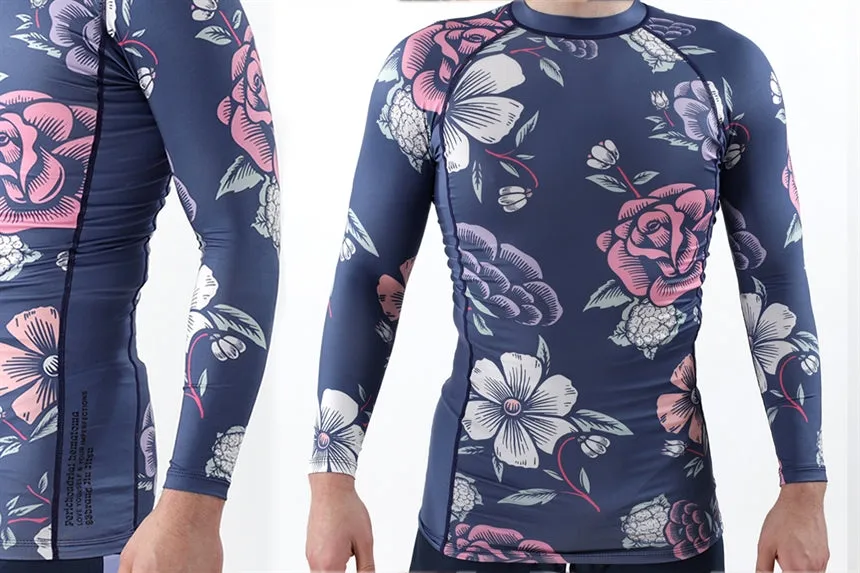 CAULI FLORAL Men's Rash Guard - Long Sleeve