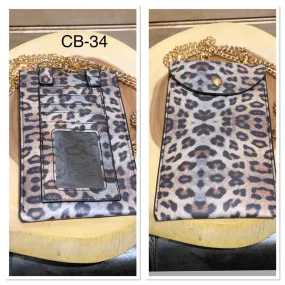 Chain Cross Body Phone Pouch - Leopard