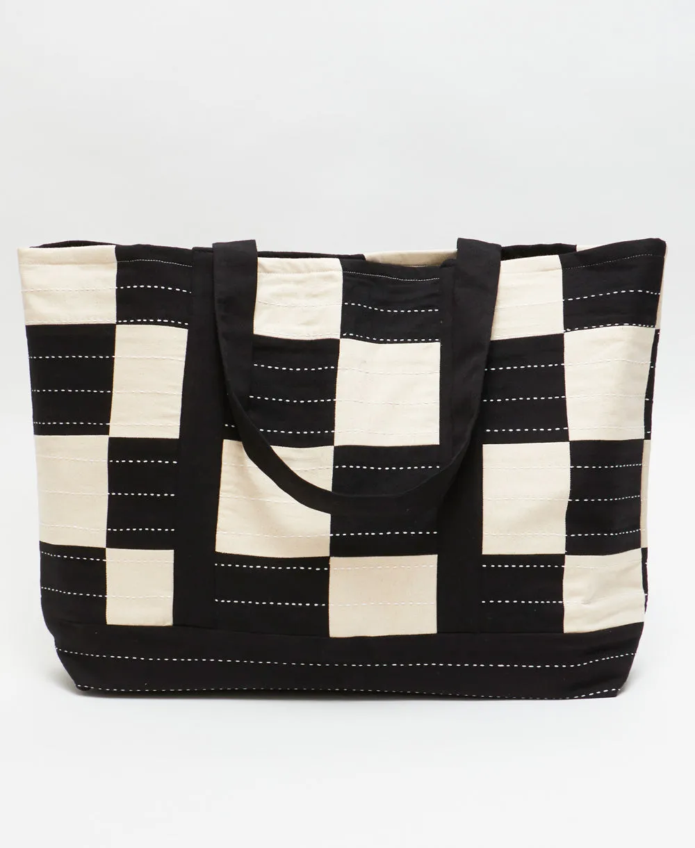 Checkered Canvas Tote Bag