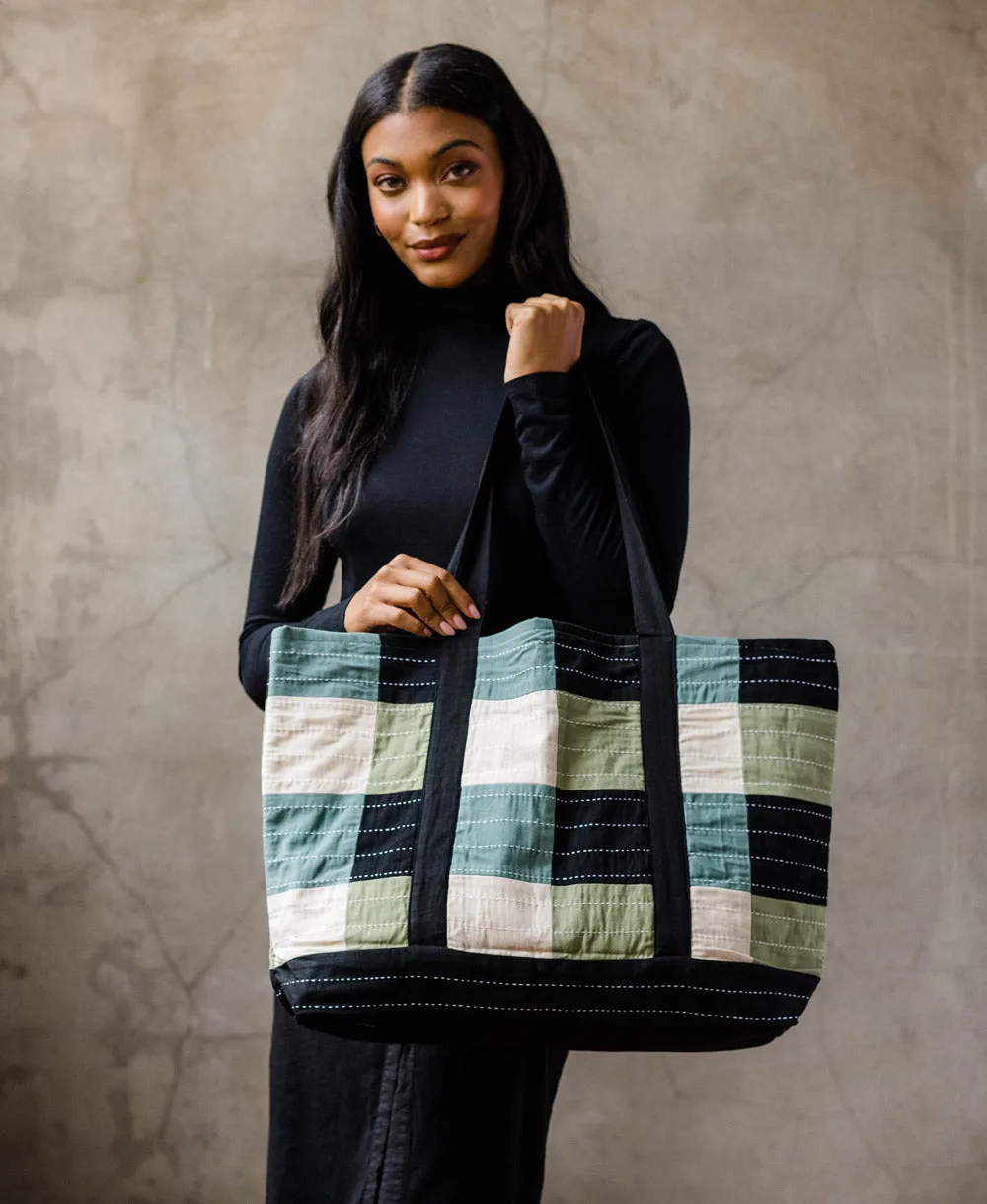 Checkered Canvas Tote Bag