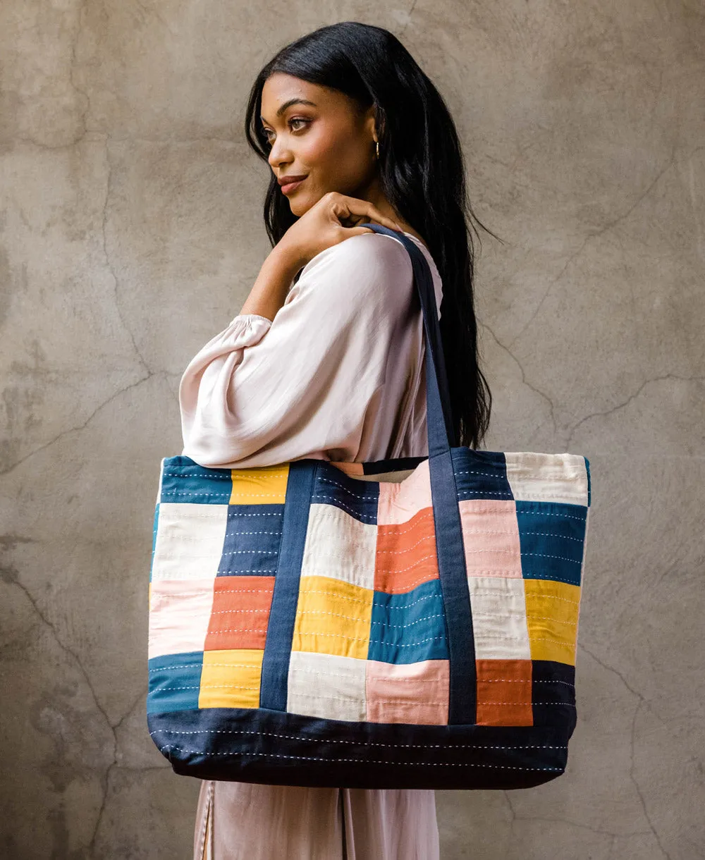 Checkered Canvas Tote Bag