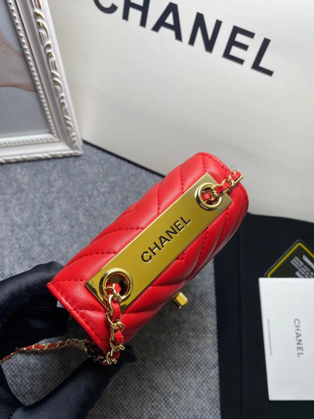 CHL Chevron Trendy CHL Phone Red Bag For Women 18cm/7in