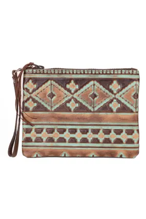 Clutch - Brown Aztec detail Leather #04