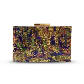 Colorful Womens Pearl Acrylic Dinner Clutch Bag with Gold Clasp