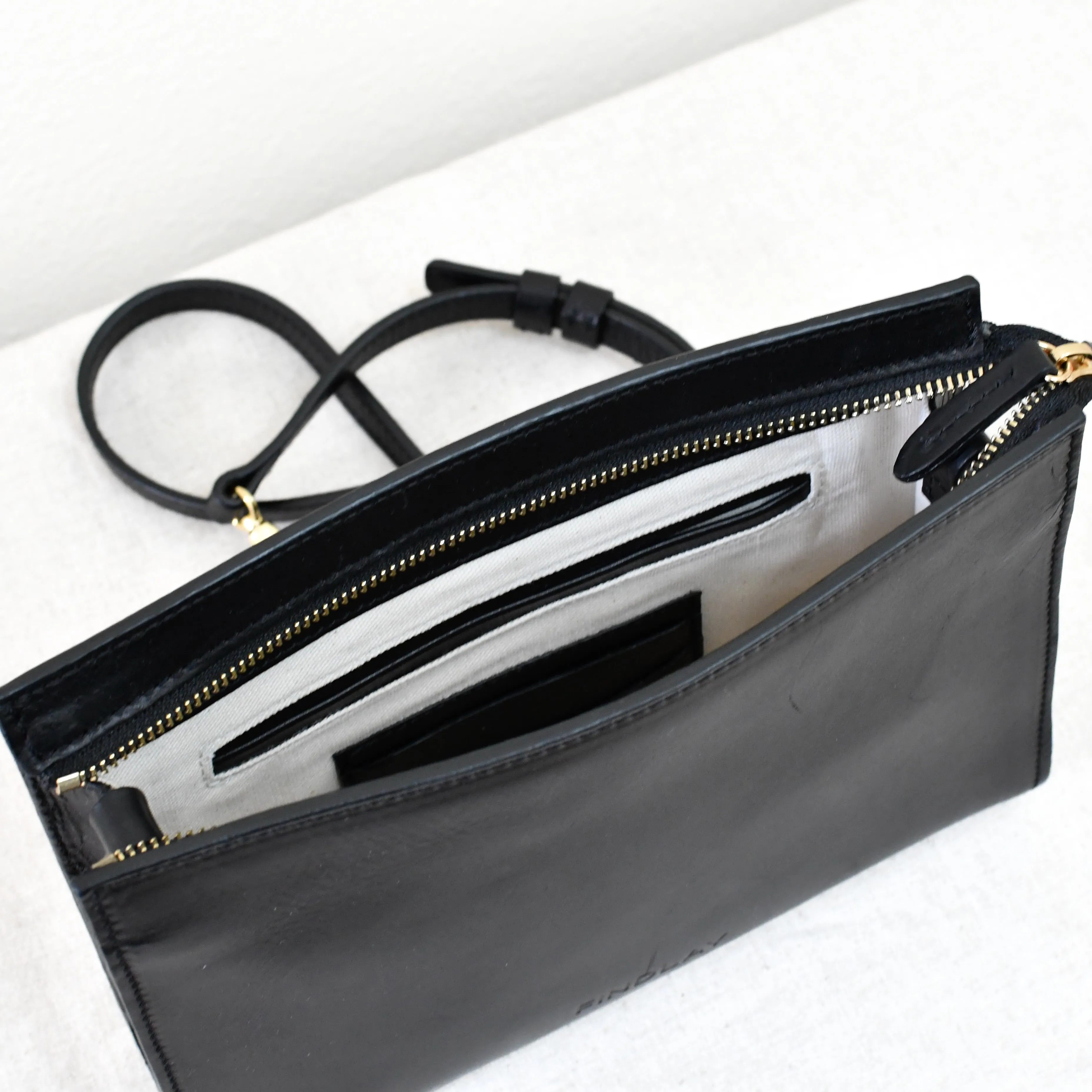 Combo Clutch Crossbody, Matte Black- "Caroline"