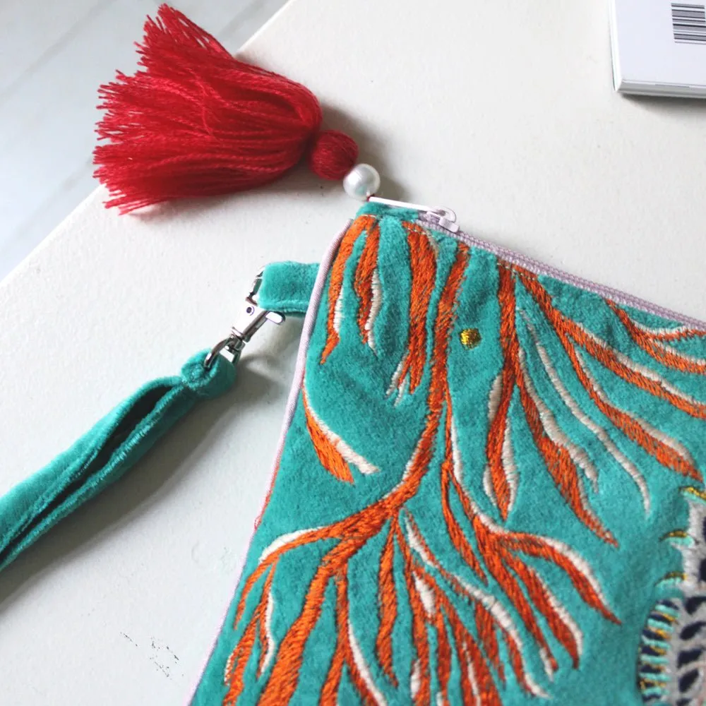 Coral Seahorse Clutch Bag