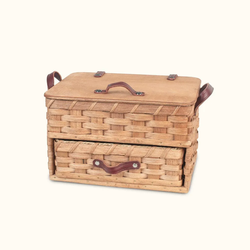 Craft & Sewing Organizer | Amish Woven Storage Basket w/Drawer