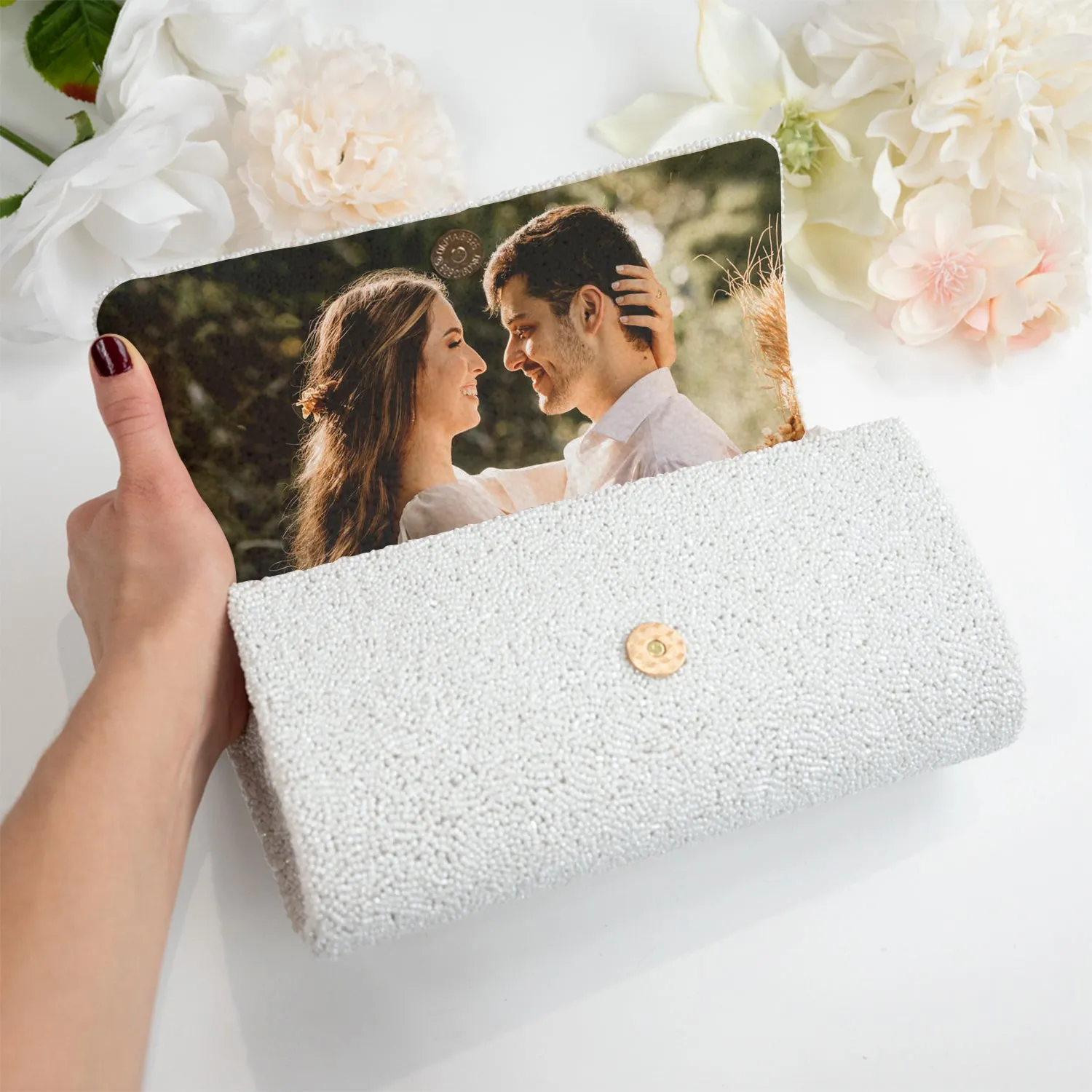 Custom Bridal Quilted Pattern Clutch Purse (FOG)