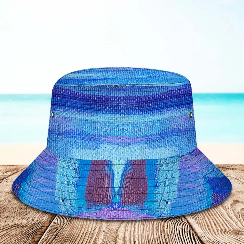 Custom Face Bucket Hat Unisex Personalised Photo Wide Brim Outdoor Summer Hats Blue Oil Painting Style