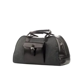 DapperFam Luxe Men's Travel Duffle in Flannel Dark Grey Flannel