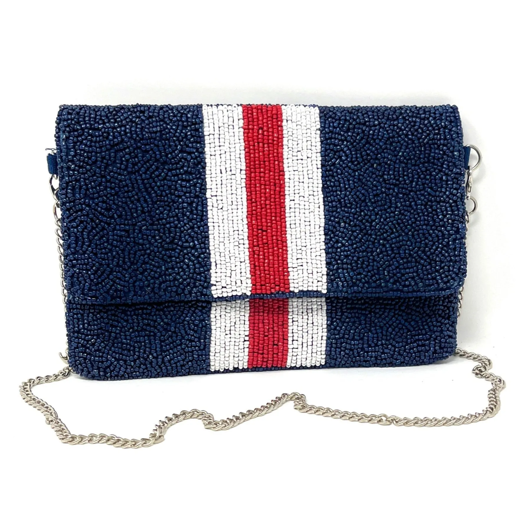 Dark Blue Beaded Clutch Purse