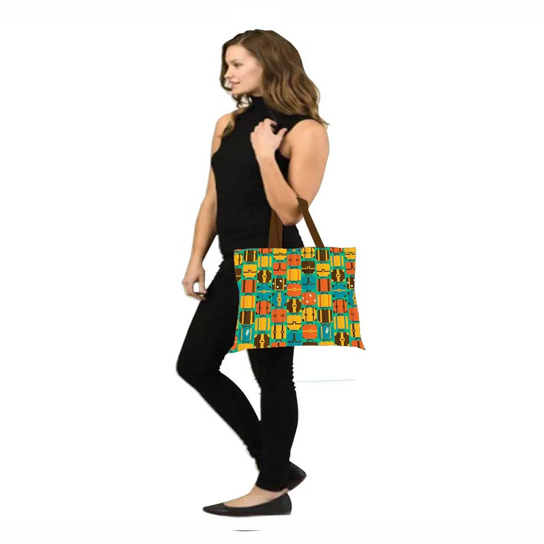 Designer Tote Bag With Zip Beach Gym Travel Bags -  Colorful suitcase bags