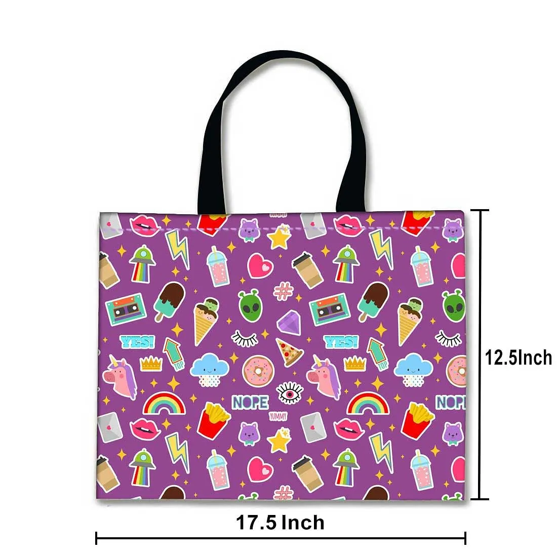 Designer Tote Bag With Zip Beach Gym Travel Bags -  Cute Rainbow