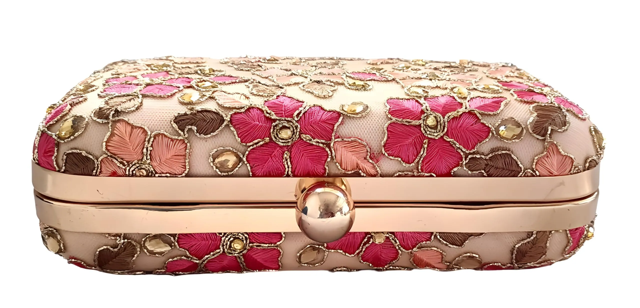 DUCHESS Women's Floral Peach Box Clutch (7"x4")