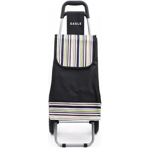 Eagle London 2 Wheel Folding Shopping Trolley 43L Stripe Print