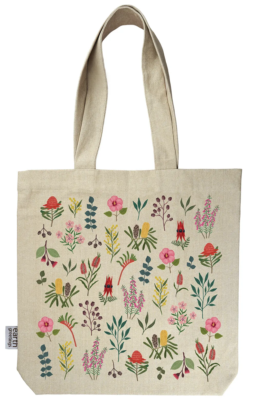 Earth Greetings Tote Bag With Pocket - Australian Wildflowers