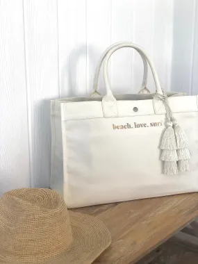 East West Bag: Natural with Rose Gold BEACH LOVE SURF