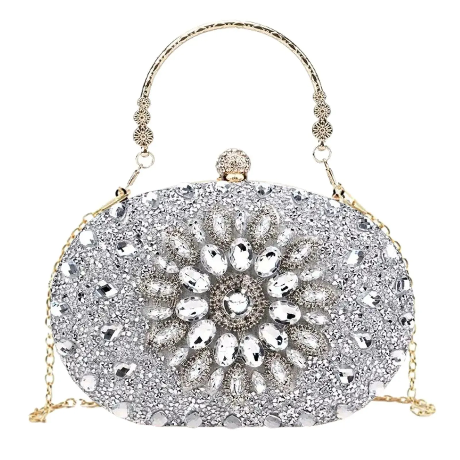 Elegant Silver Crystal Clutch: Perfect Evening Accessory for Women