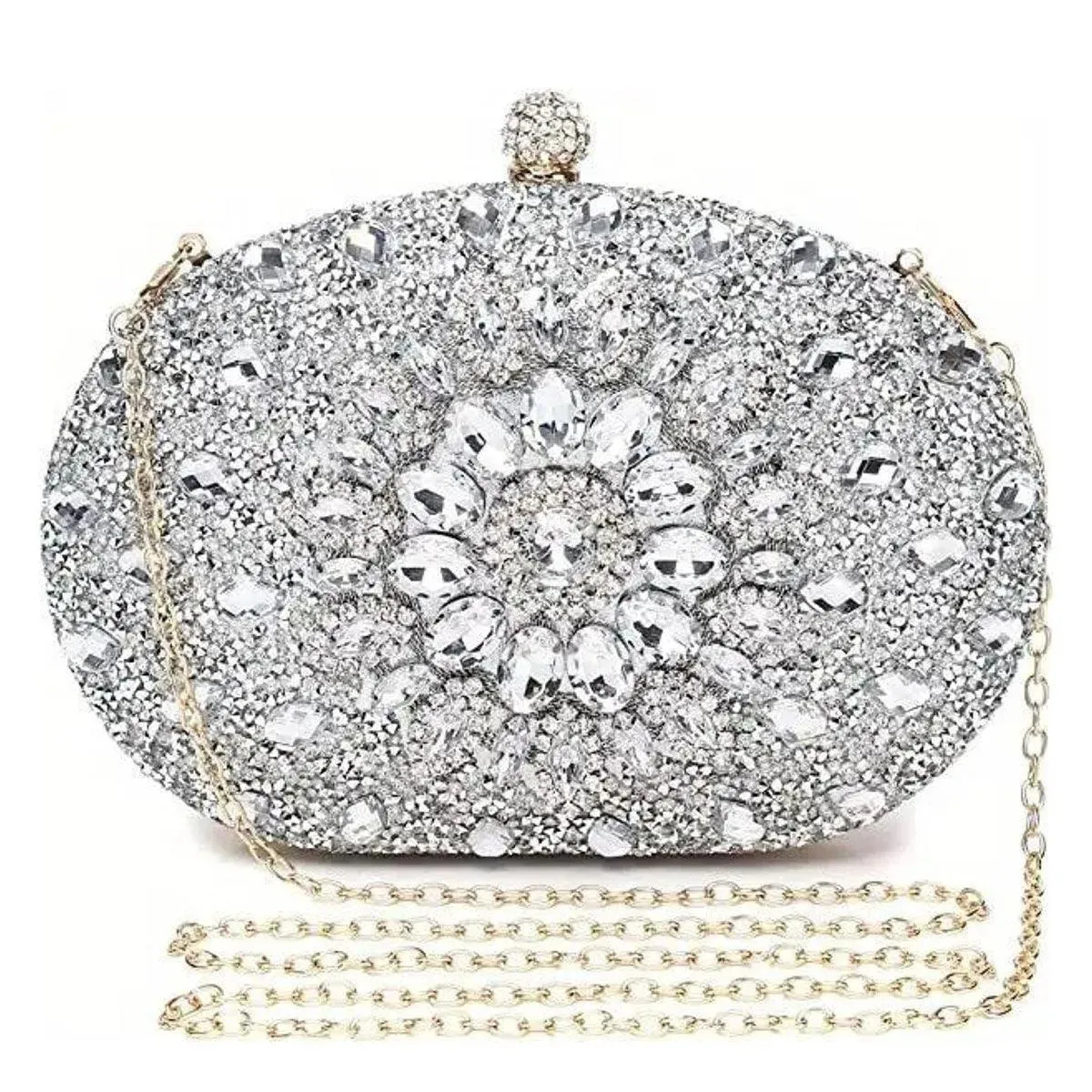 Elegant Silver Crystal Clutch: Perfect Evening Accessory for Women