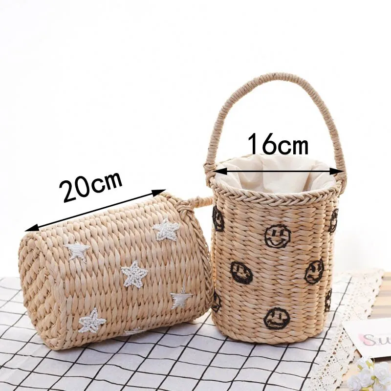 elveswallet Portable Bucket Woven Straw Bag